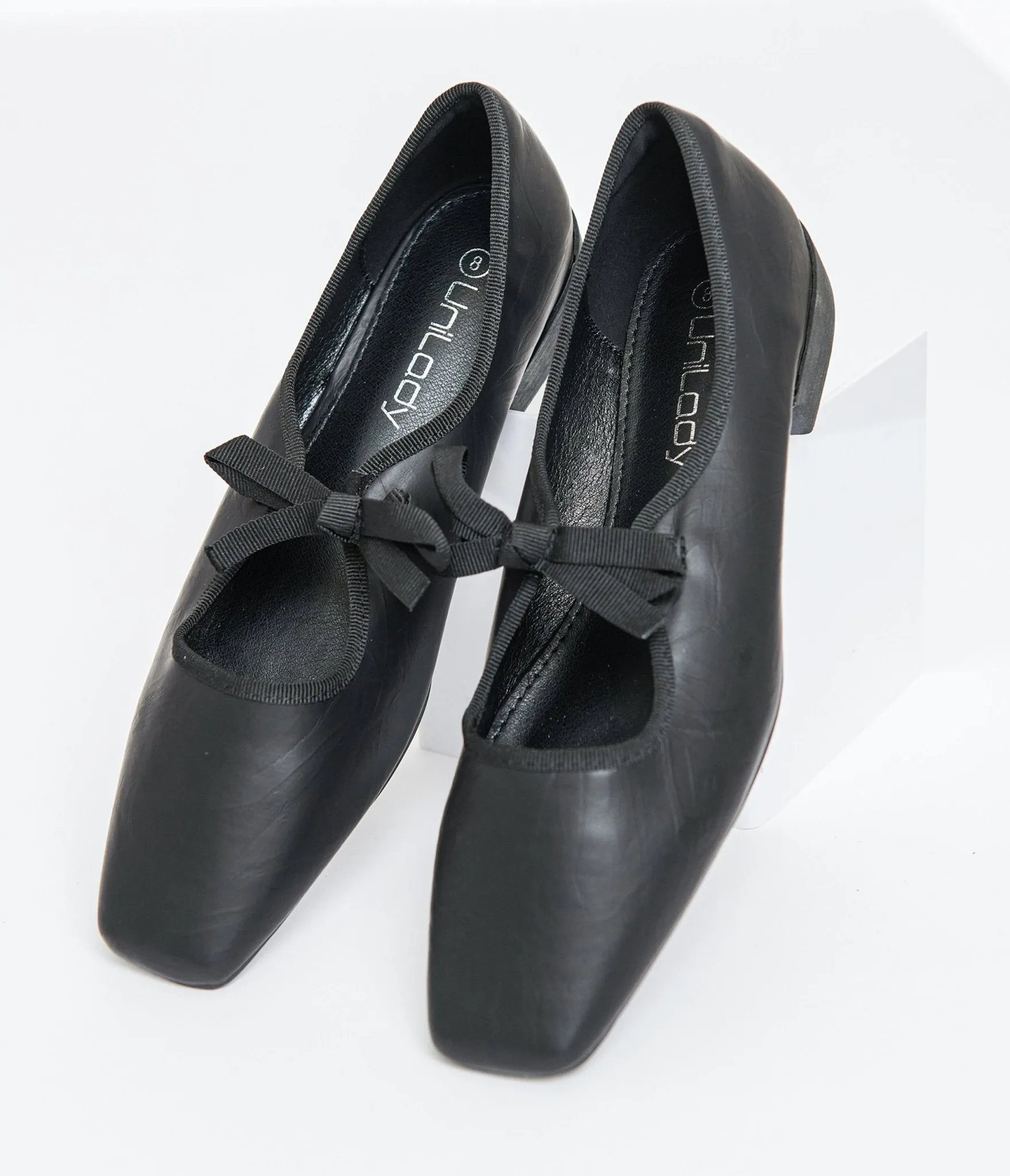 1960s Black Leatherette Bow Strap Flats