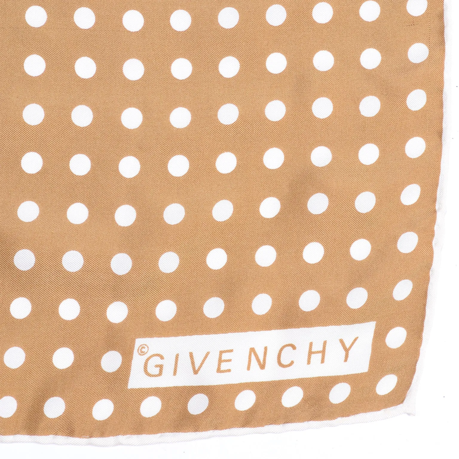 1980s Givenchy Brown and Pink Polka Dot Vintage Silk Scarf