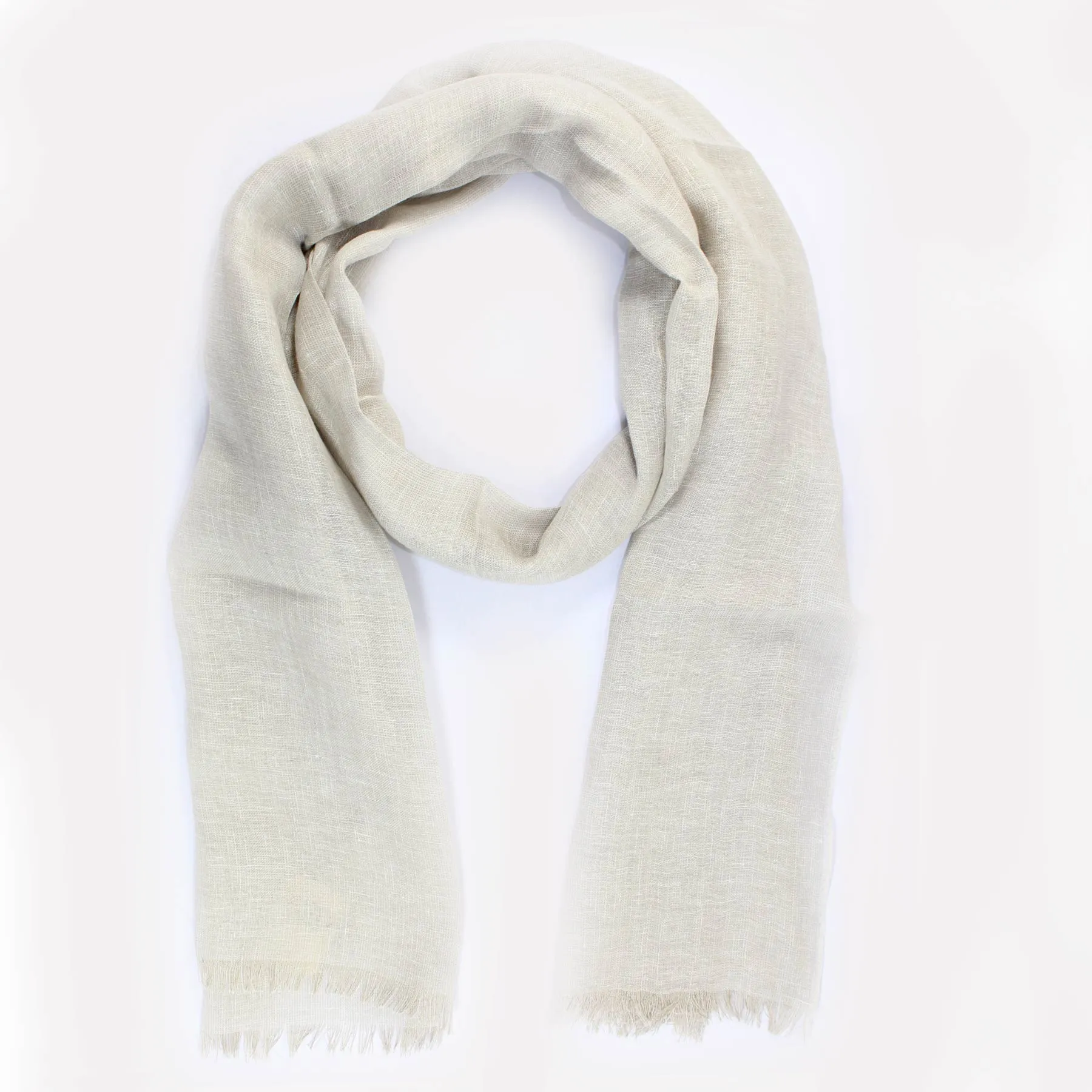 Agnona Scarf Beige - Luxury Linen Silk Designer Shawl FINAL SALE