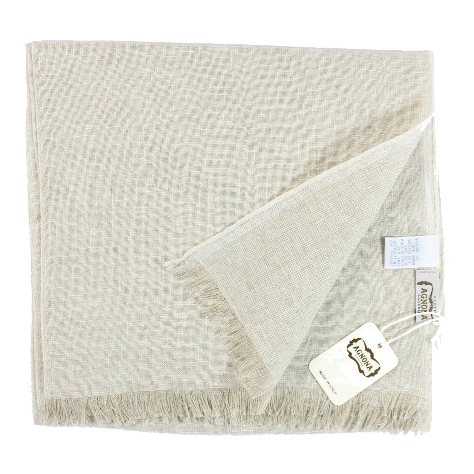 Agnona Scarf Beige - Luxury Linen Silk Designer Shawl FINAL SALE