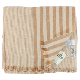 Agnona Scarf Rust Orange White Stripes - Linen Cashmere Silk Shawl DAILY DEAL - FINAL SALE