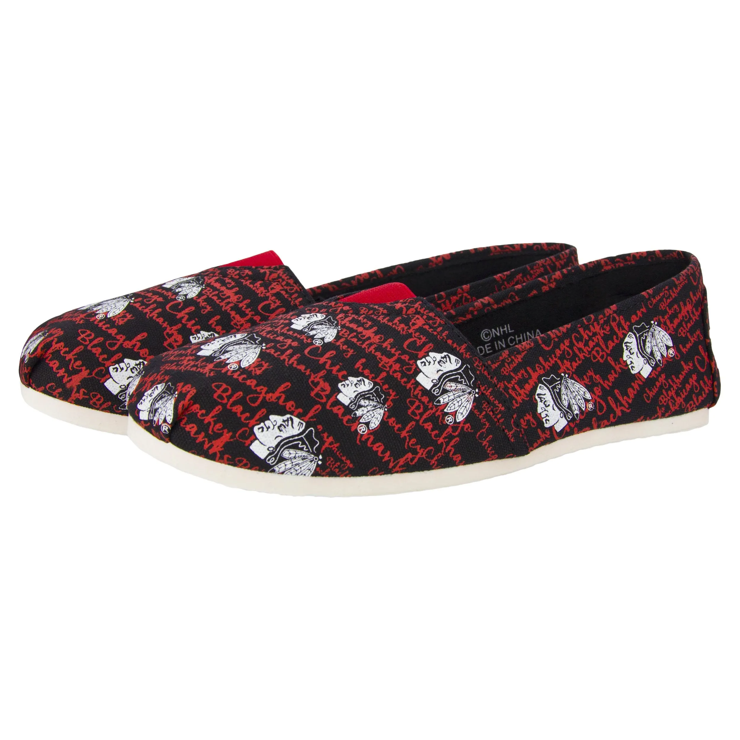 Chicago Blackhawks NHL Womens Script Print Canvas Shoes