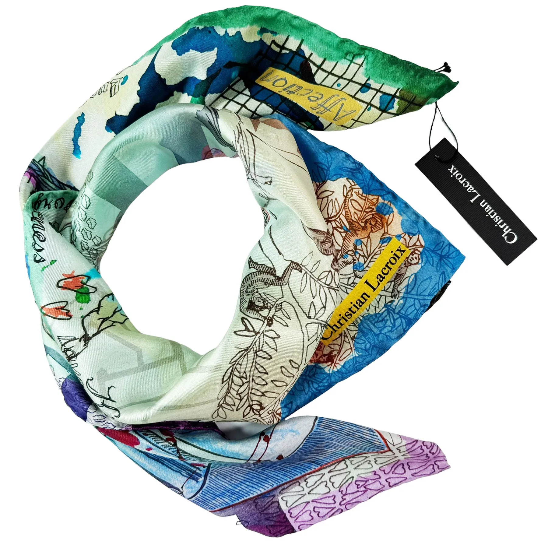 Christian Lacroix Scarf Love Tenderness Design - Twill Silk Square Foulard