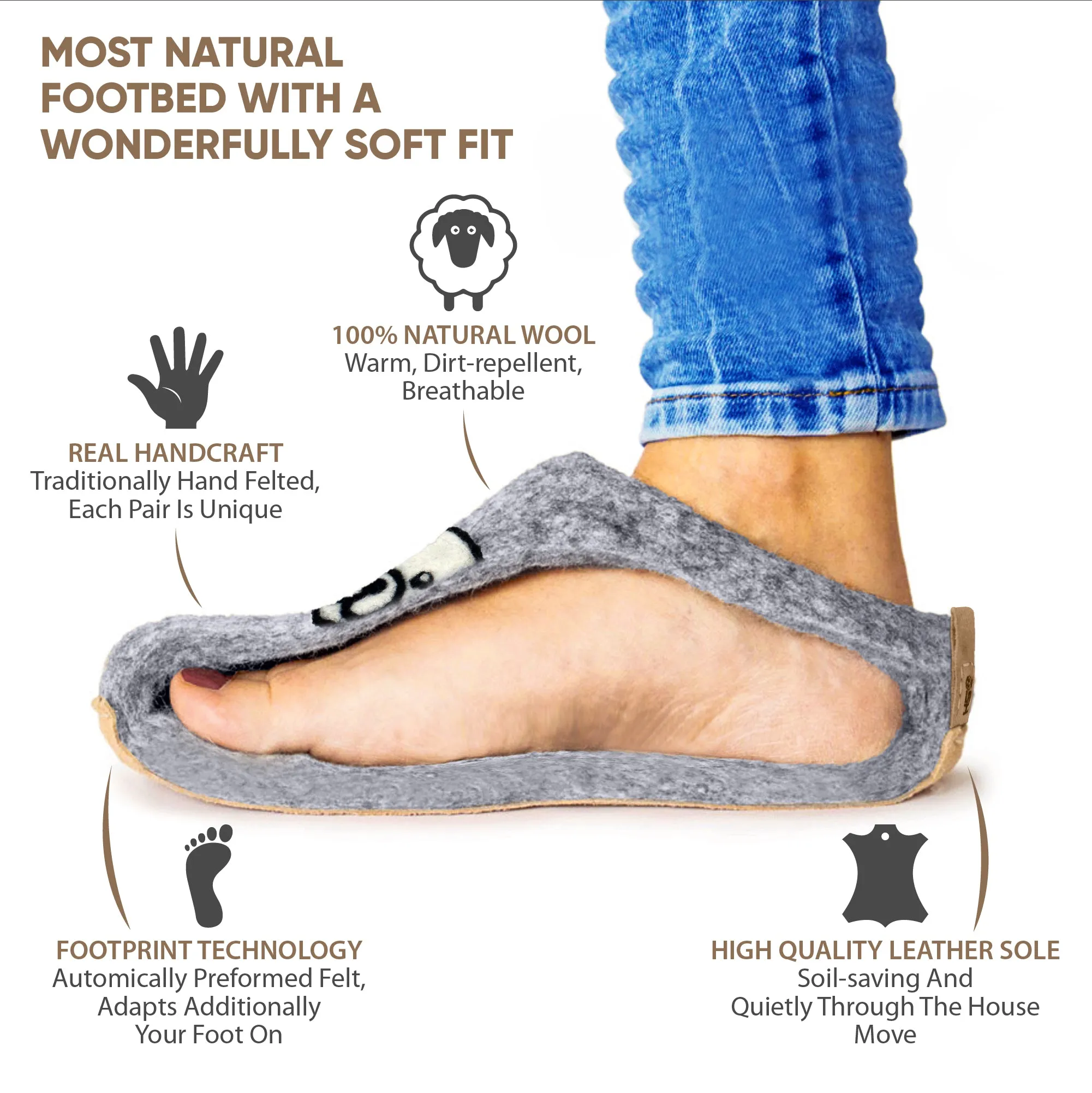 Cozy Wool Slippers Unisex Shoes Dog Face Gray Print for Men & Women