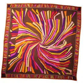 Emilio Pucci Silk Scarf Brown Signature Design - Large Twill Silk Square Scarf SALE