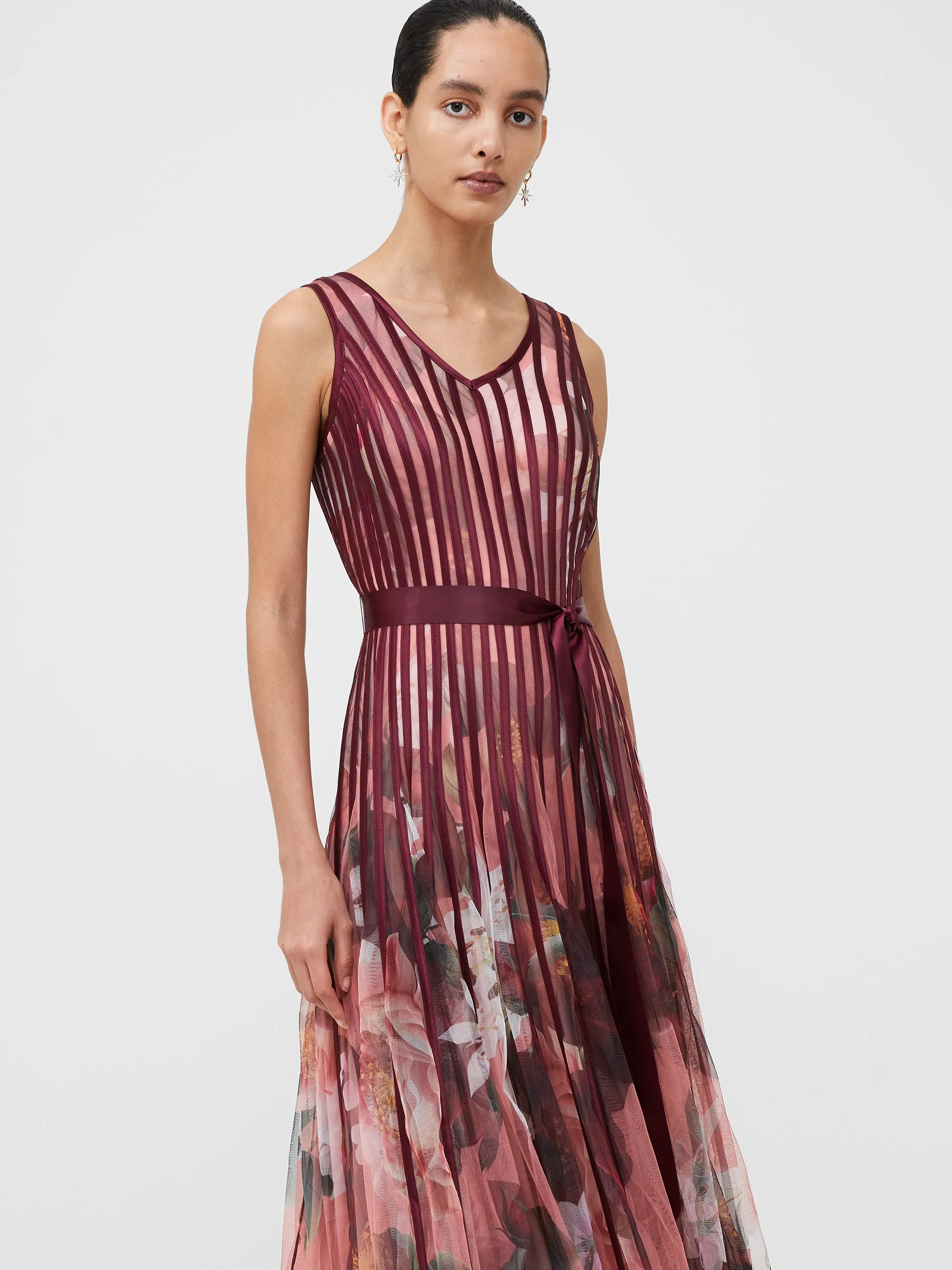 Floral Satin Panel Midaxi Dress