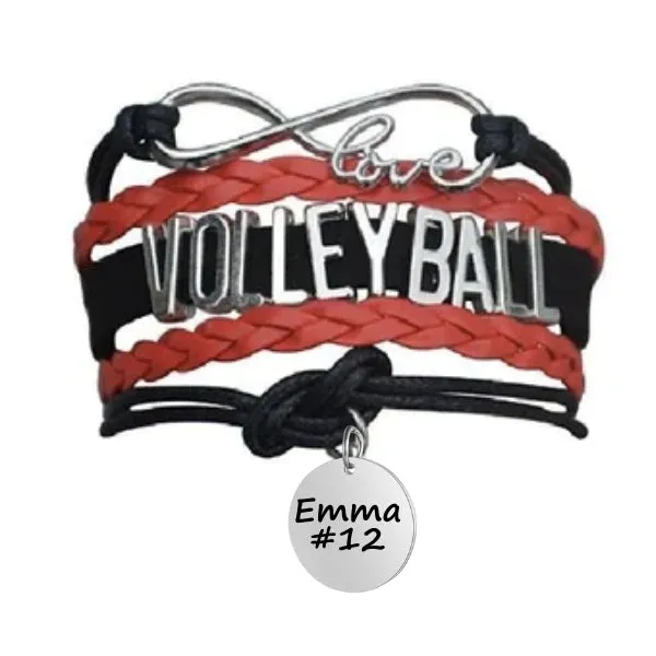 Girls Engraved Volleyball Bracelet-15 Team Colors