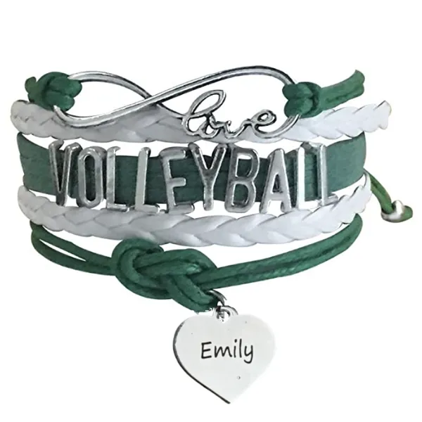 Girls Engraved Volleyball Bracelet-15 Team Colors