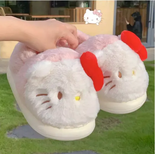 Kitty Warm Home Plush Slippers