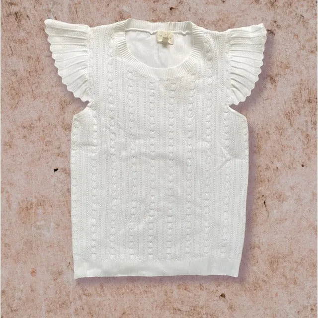 Kristin Pointelle Sweater Top-Off White