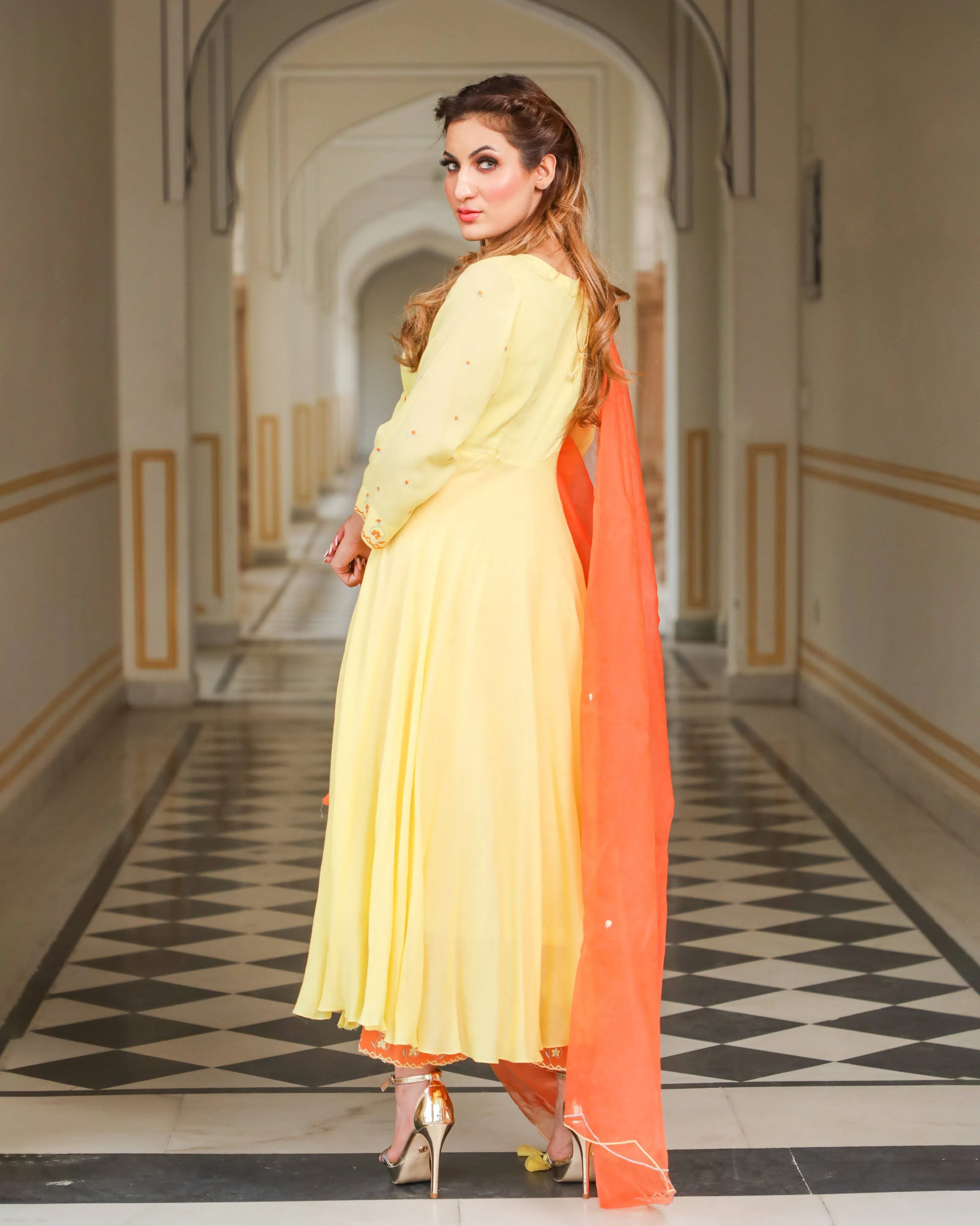 Kurta Pant Set Anarkali Style with Duppata and Modal Embroidery - Bella