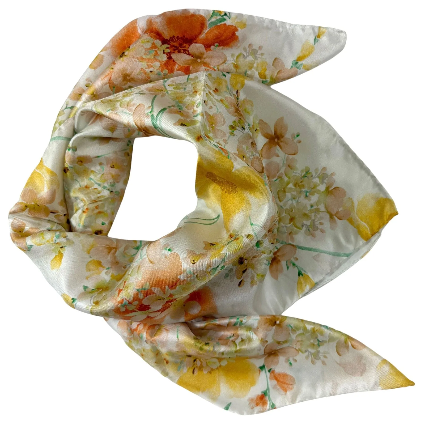 Laura Biagiotti Scarf Floral White Yellow - Square Silk Foulard