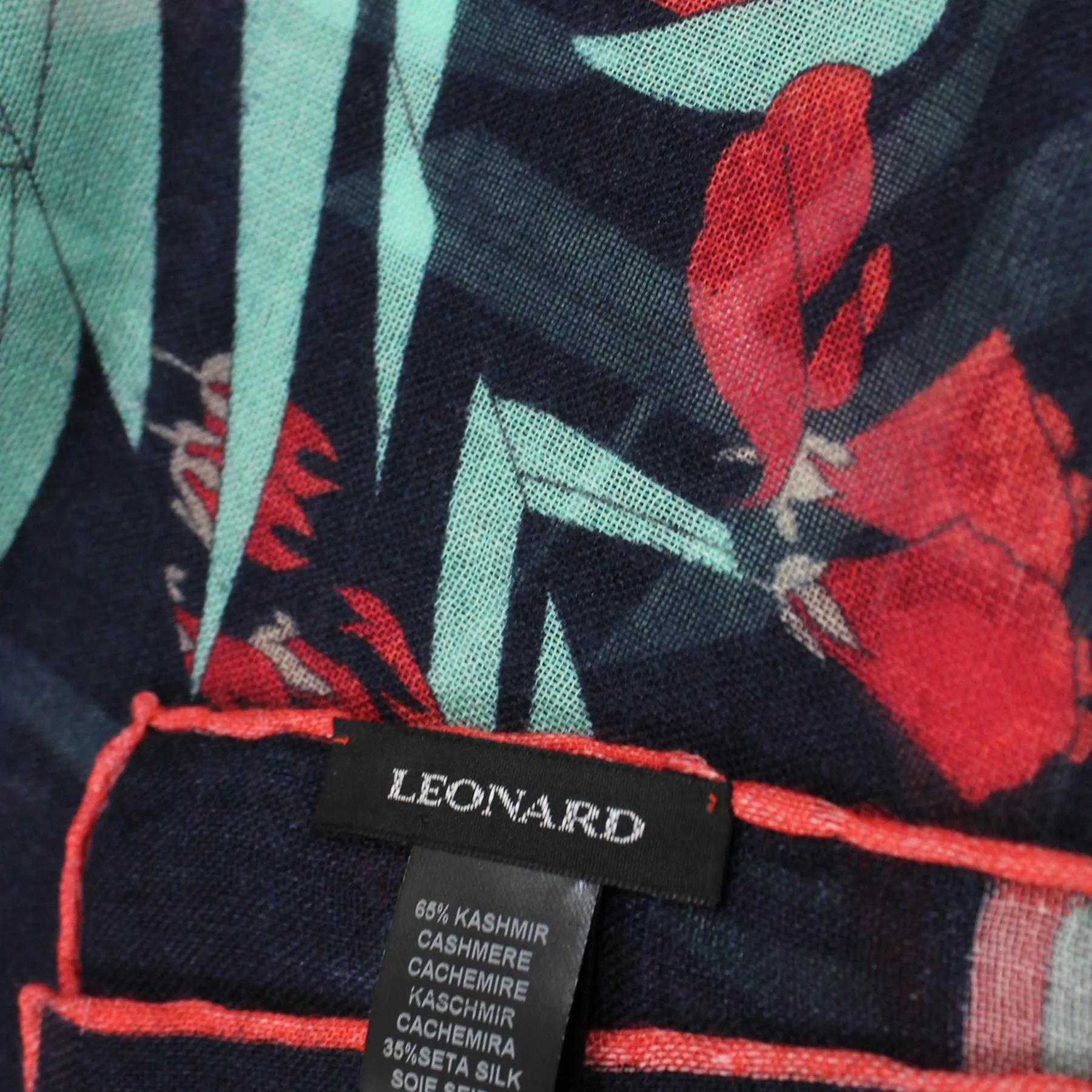 Leonard Paris Scarf Black Green Orange Floral - Cashmere Silk Shawl FINAL SALE