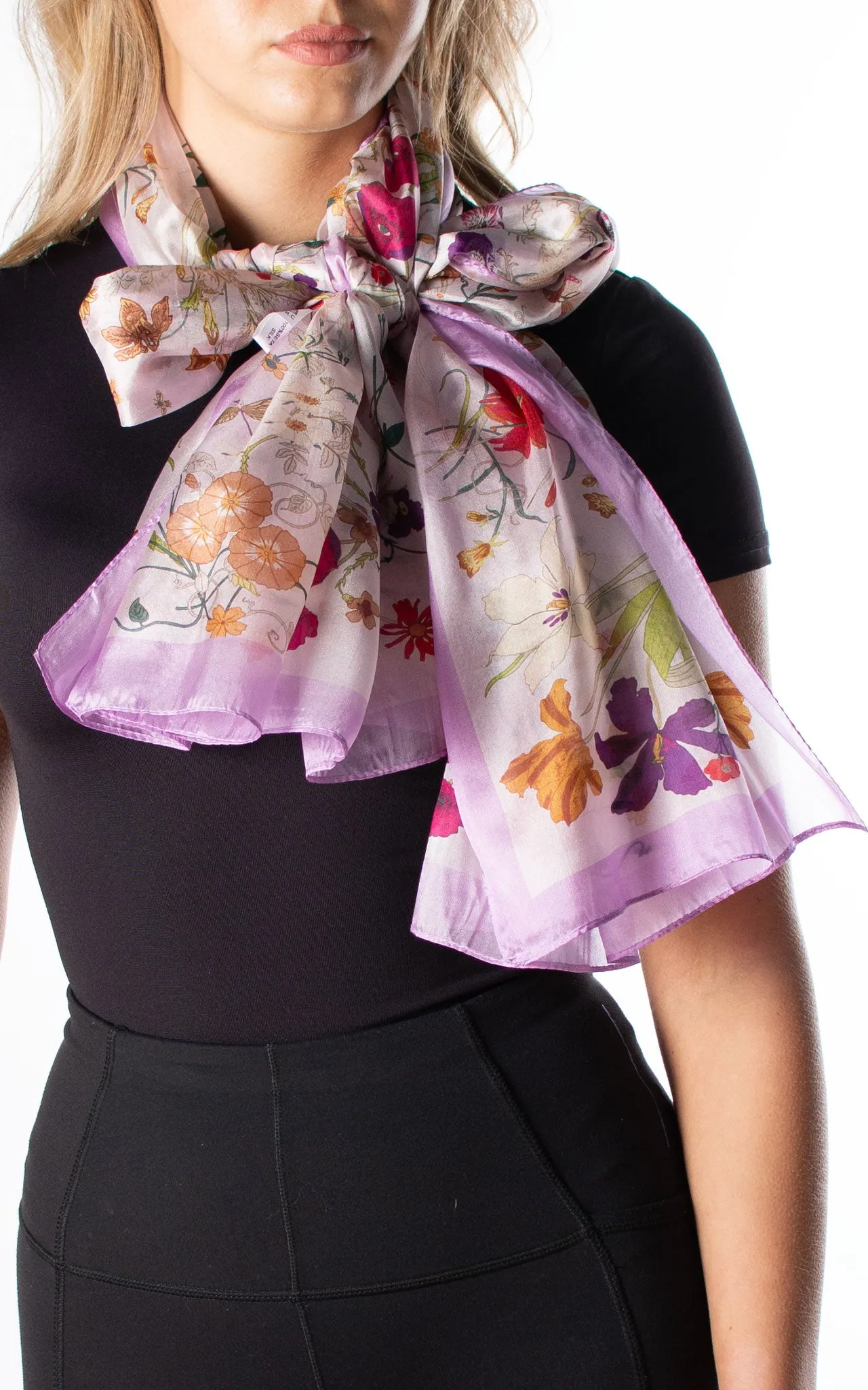 Lilac Wildflowers Silk Scarf