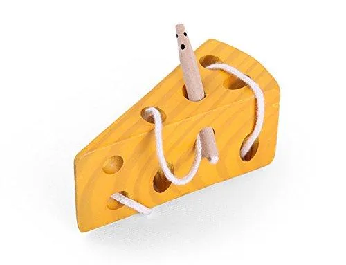 Loobani Wooden Cheese Activity and Educational Toy for Baby and Toddler Perfect for Car Plane Restaurants Travel and Home Mouse Puzzle