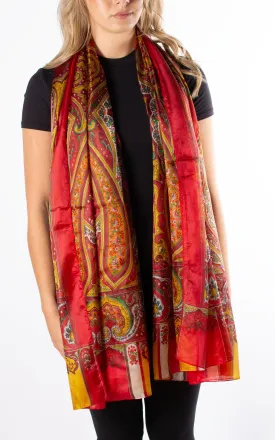 Red Paisley Silk Scarf