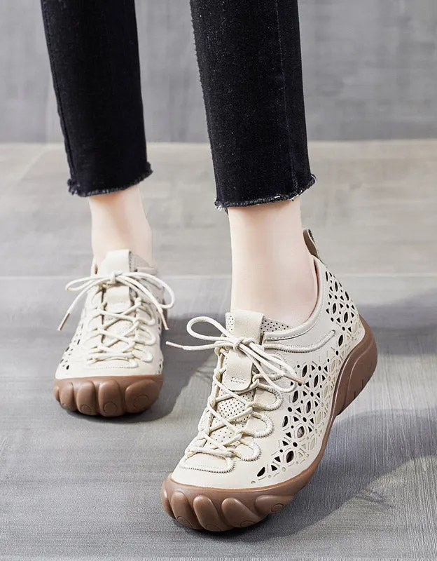 Round Head Handmade Hollow Summer Flats