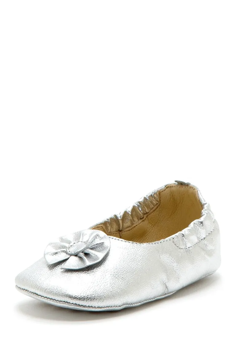 Silver Flower Elastic Flats