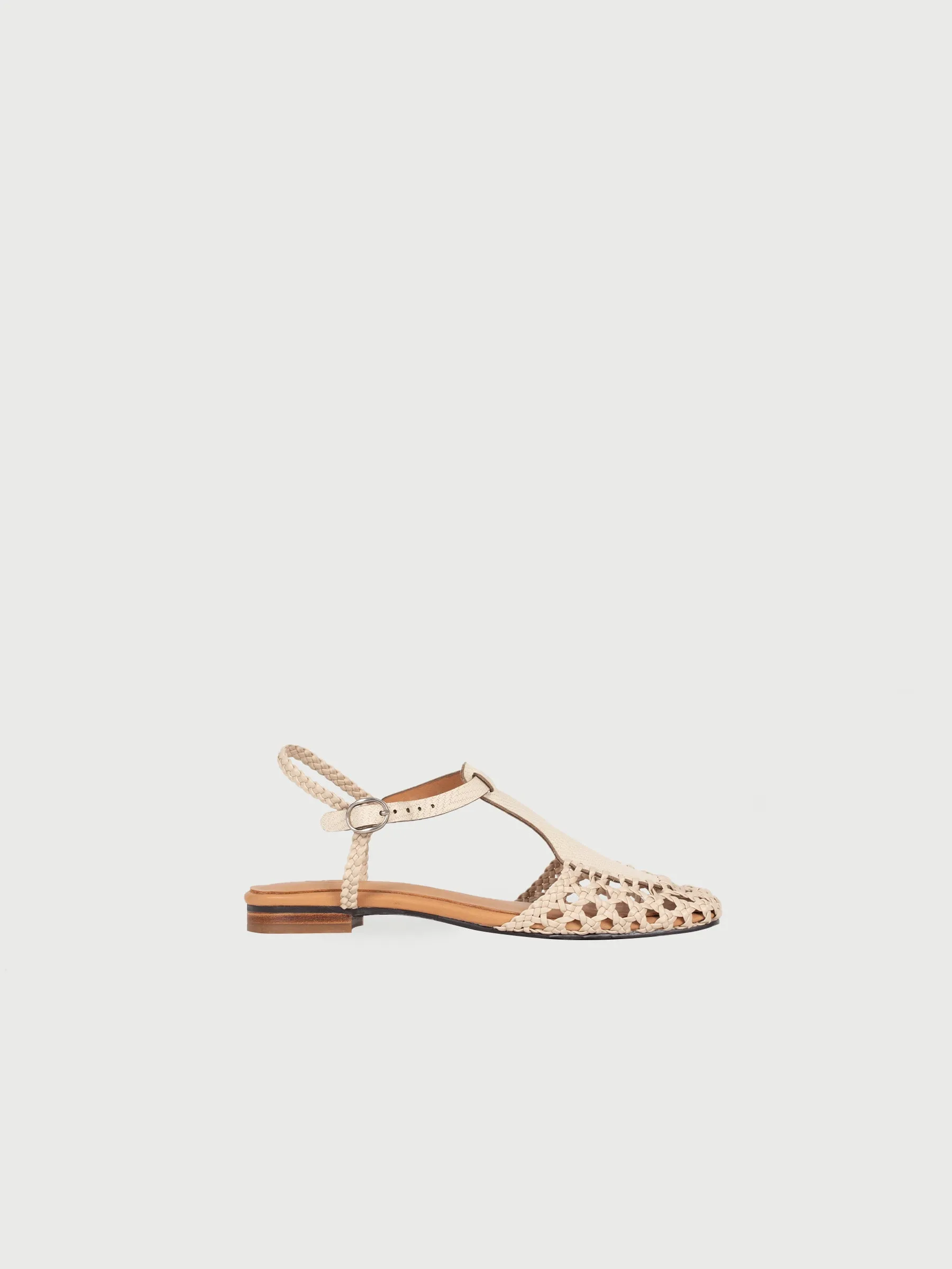 Square Toe Woven T Straps Sandals