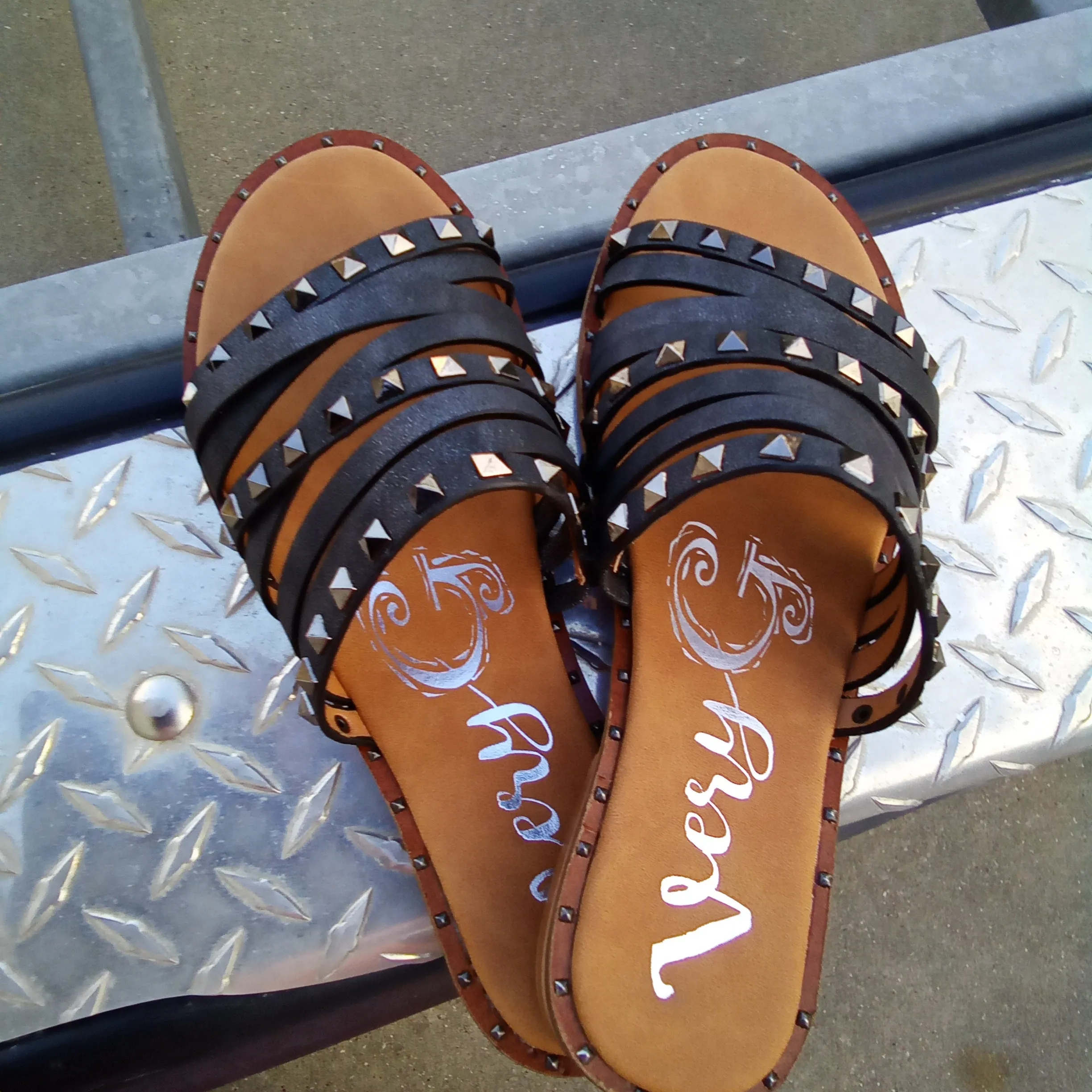 Strappy Studded Sandals | Very G Studs 2 - Charcoal