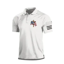 STYLISH USA FLAG RAGLAN GRAPHIC POLO SHIRT