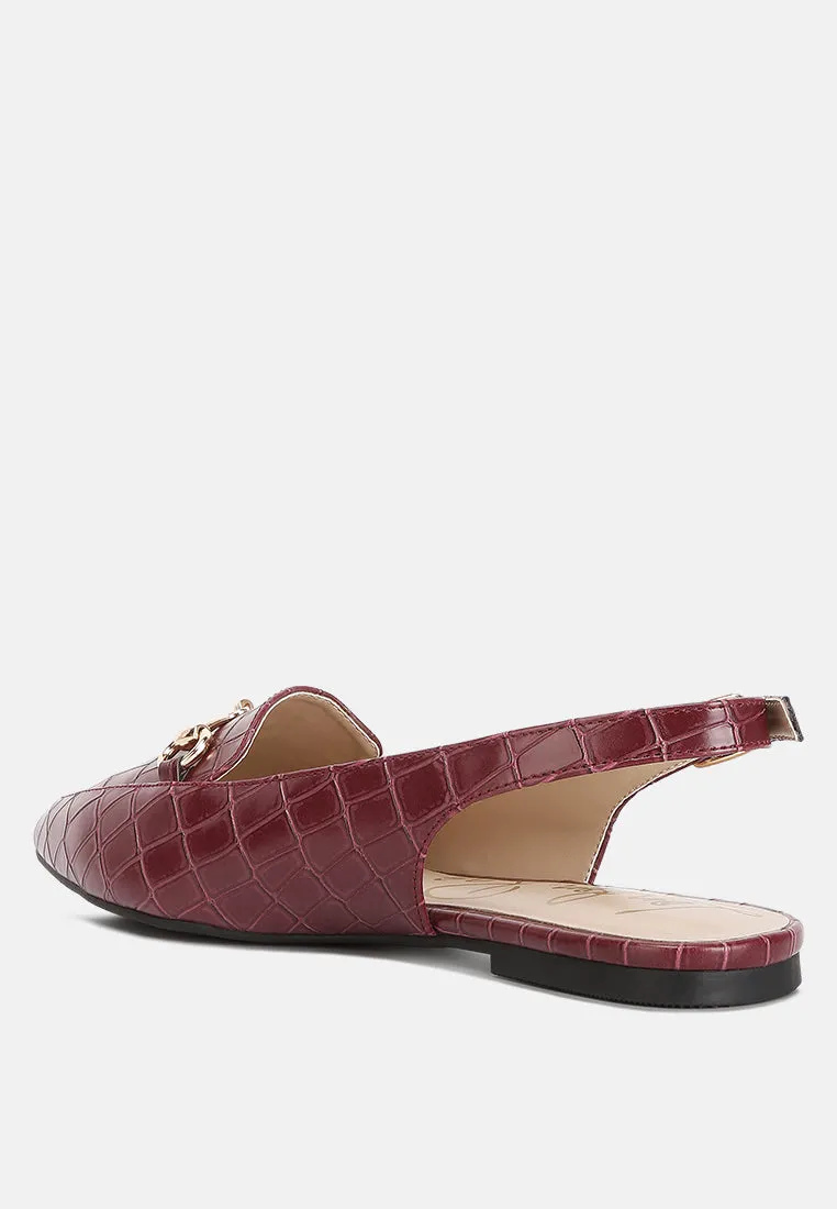 Trempe Croc Slingback Flat Sandals