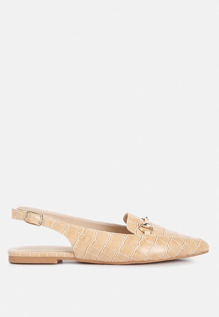 Trempe Croc Slingback Flat Sandals