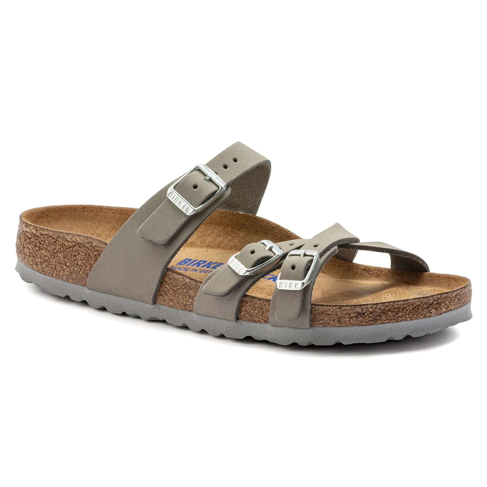 Women's Birkenstock Franca Soft Footbed Nubuck Leather Color: Dove Gray