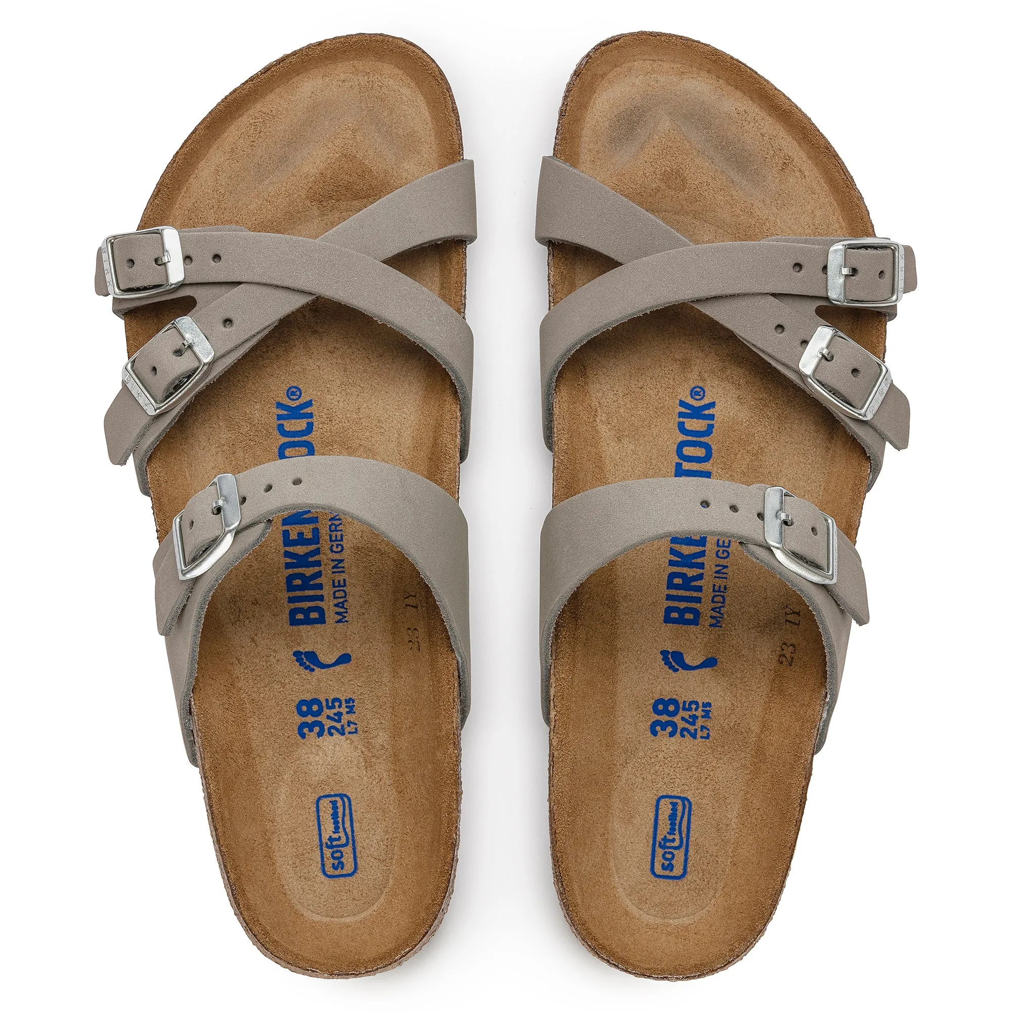 Women's Birkenstock Franca Soft Footbed Nubuck Leather Color: Dove Gray