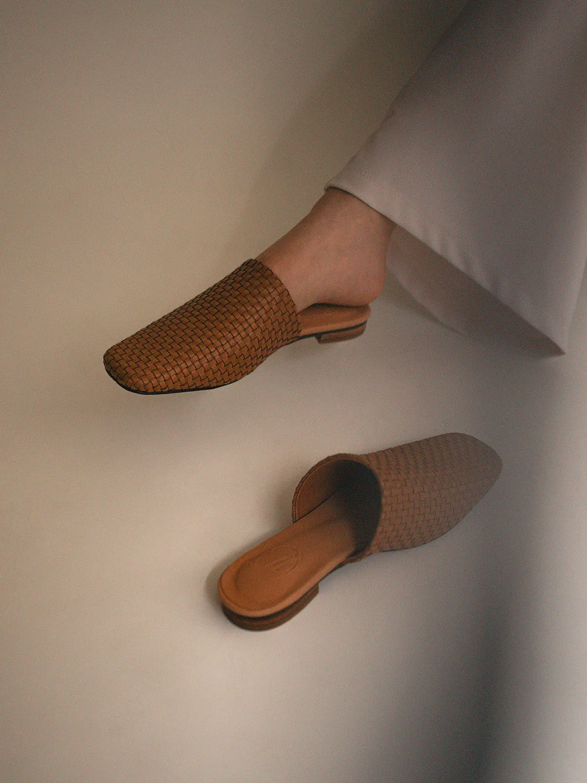 Woven Leather Mules